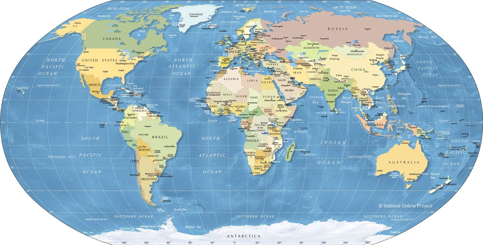 Mapa polityczna świata puzzle online