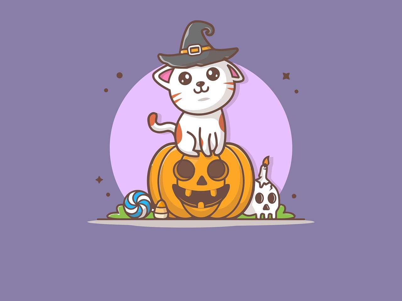 Halloweenowa dynia dla kota puzzle online