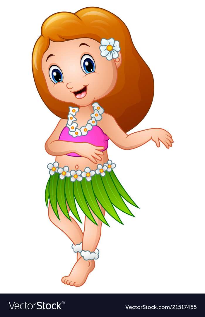 Cute cartoon girl dancing hula hawaiian vector ima puzzle online