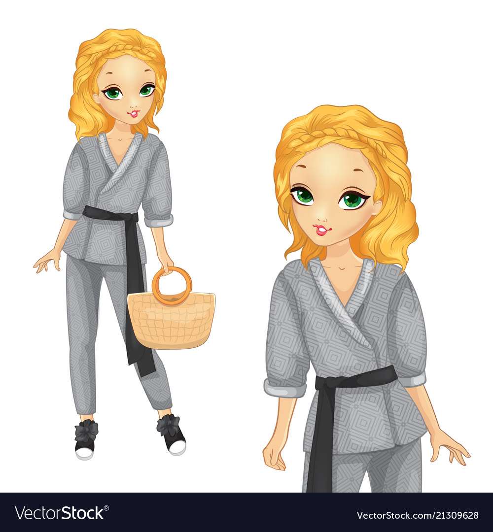 Girl in stylish gray trouser suit vector image puzzle online