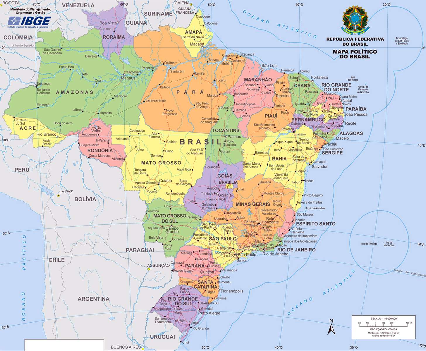 Mapa Brazylii puzzle online