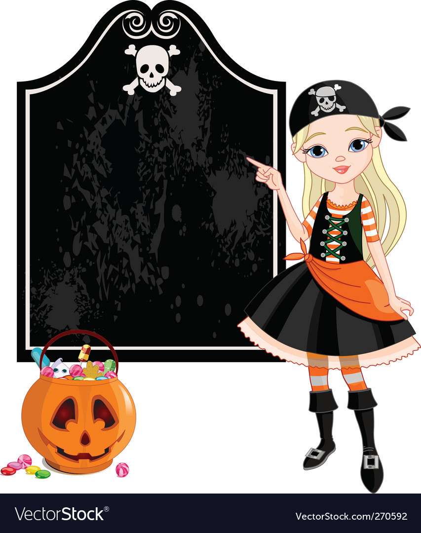 Halloween pirate girl pointing vector image puzzle online