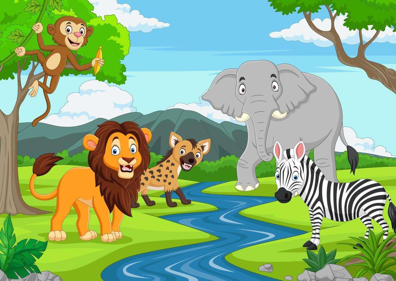 Zwierzęta z dżungli puzzle online