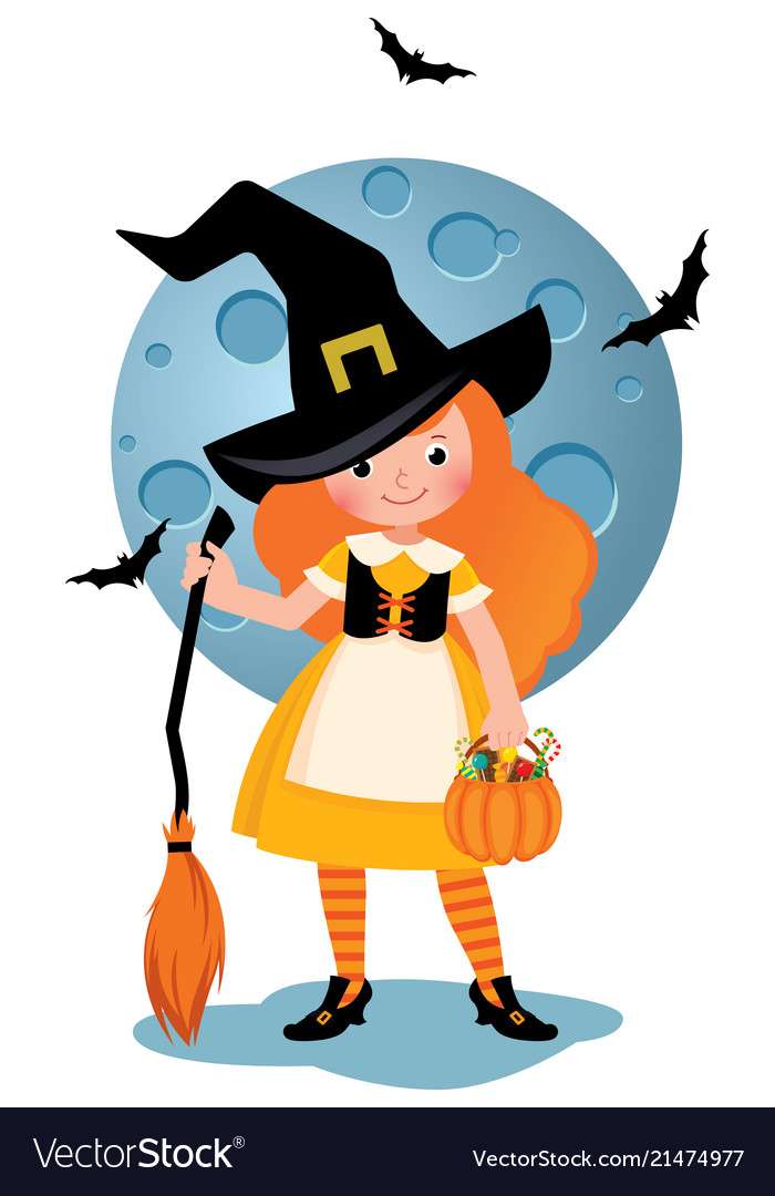 Little girl in a halloween party costume Vector Im puzzle online