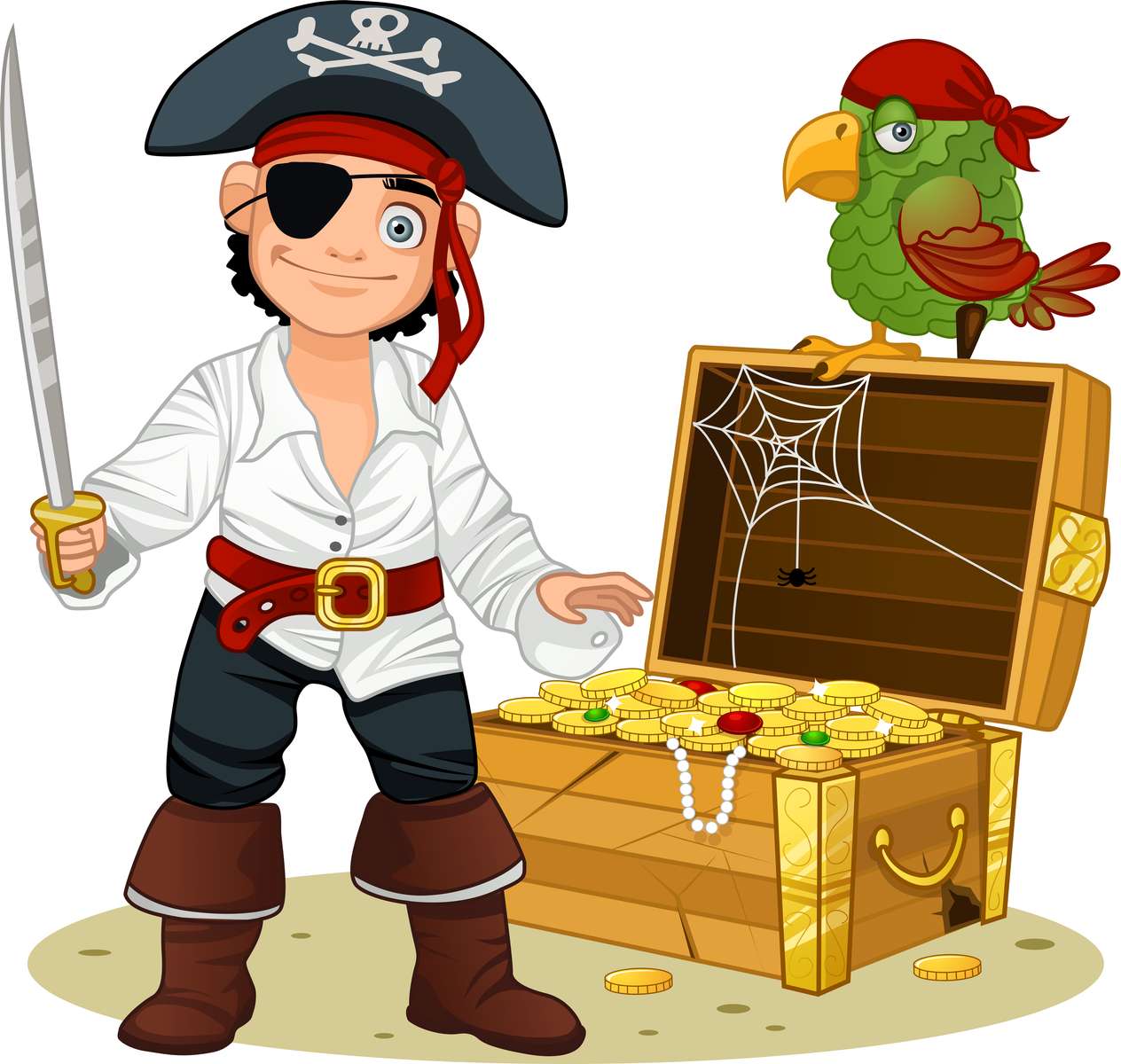 Pirat i skrzynia puzzle online