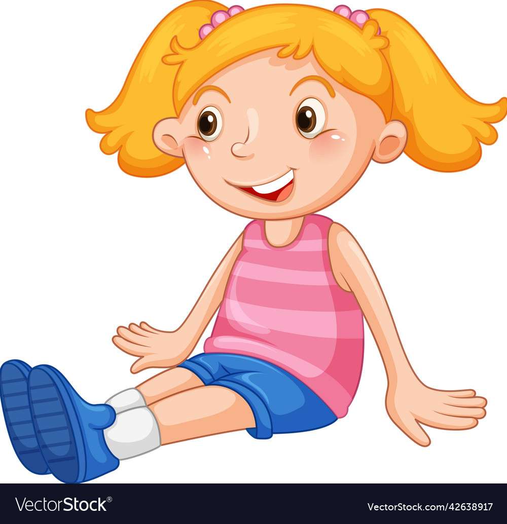 Little girl with happy face sitting vector image puzzle online