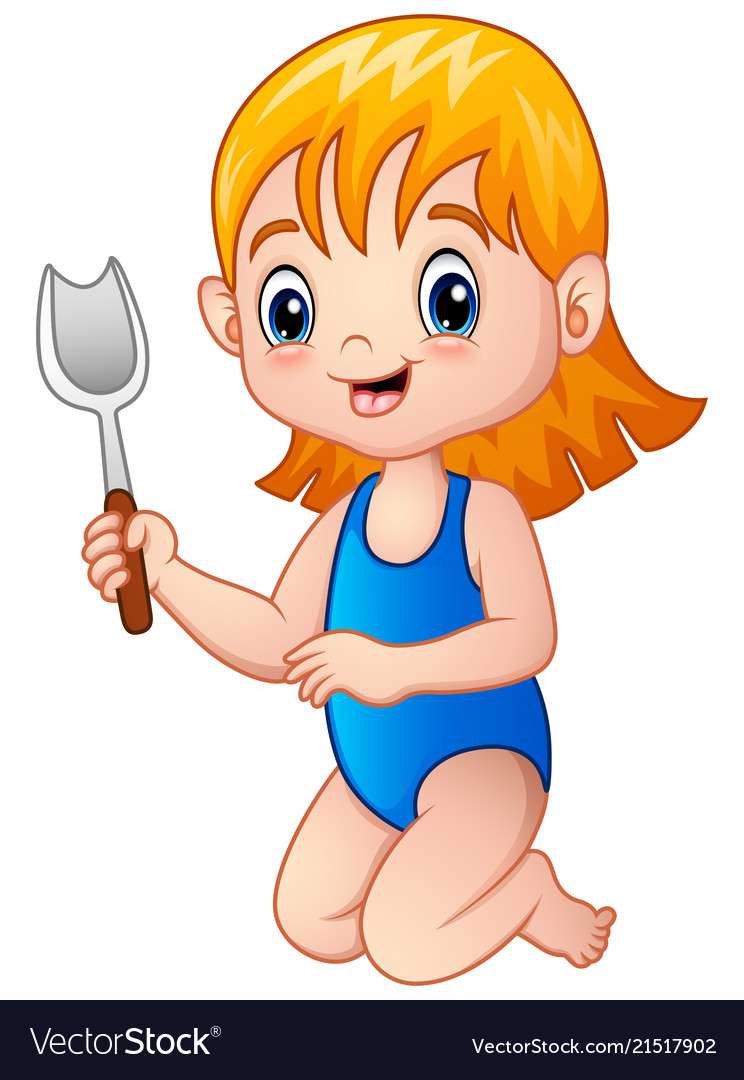 Cartoon little girl holding a shovel vector image puzzle online
