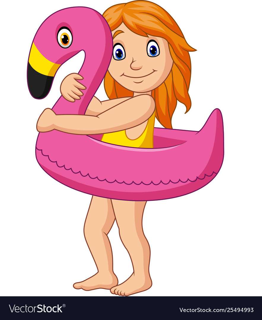 Cartoon little girl in a swimsuit vector image puzzle online