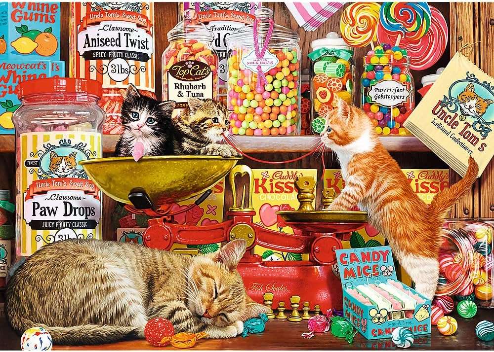 Koty i cukierki puzzle online