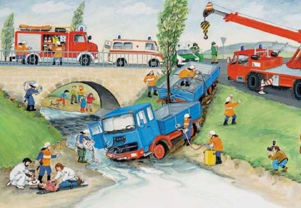 ciężarówka na rzece puzzle online