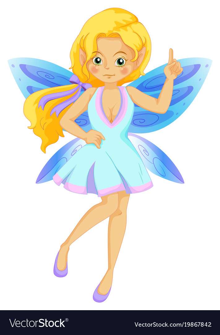 Cute fairy with blue wings vector image puzzle online