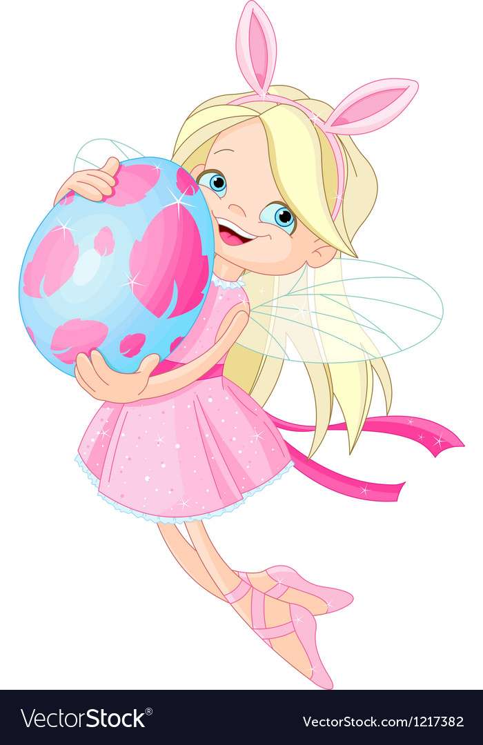Cute fairy flying with easter egg vector image puzzle online