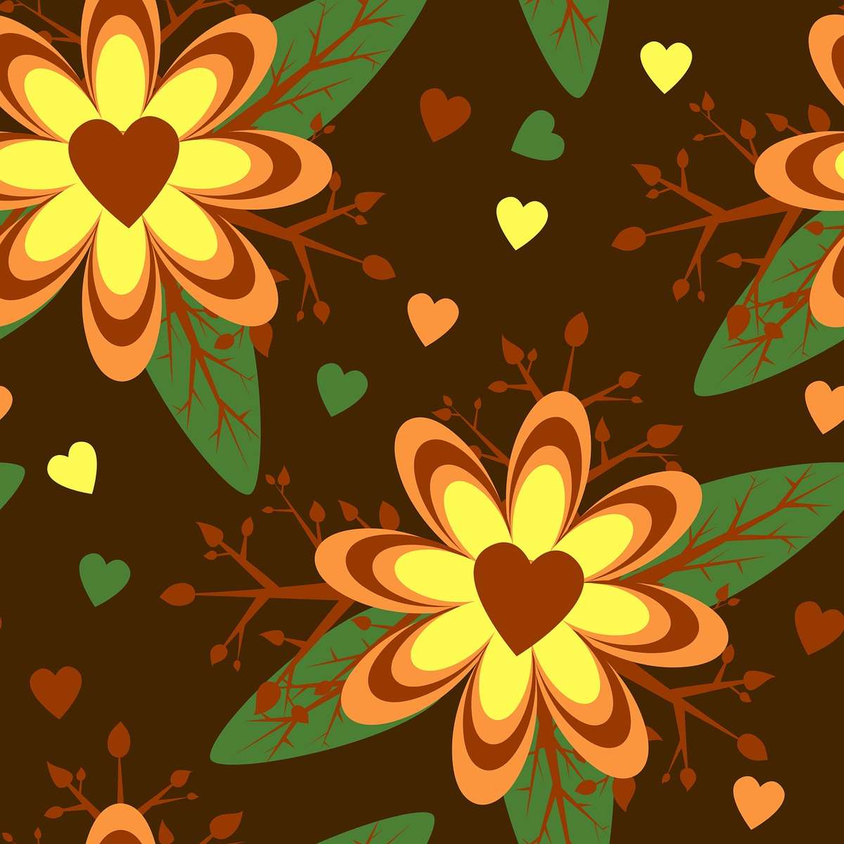 Tło wzór kwiatów serca puzzle online