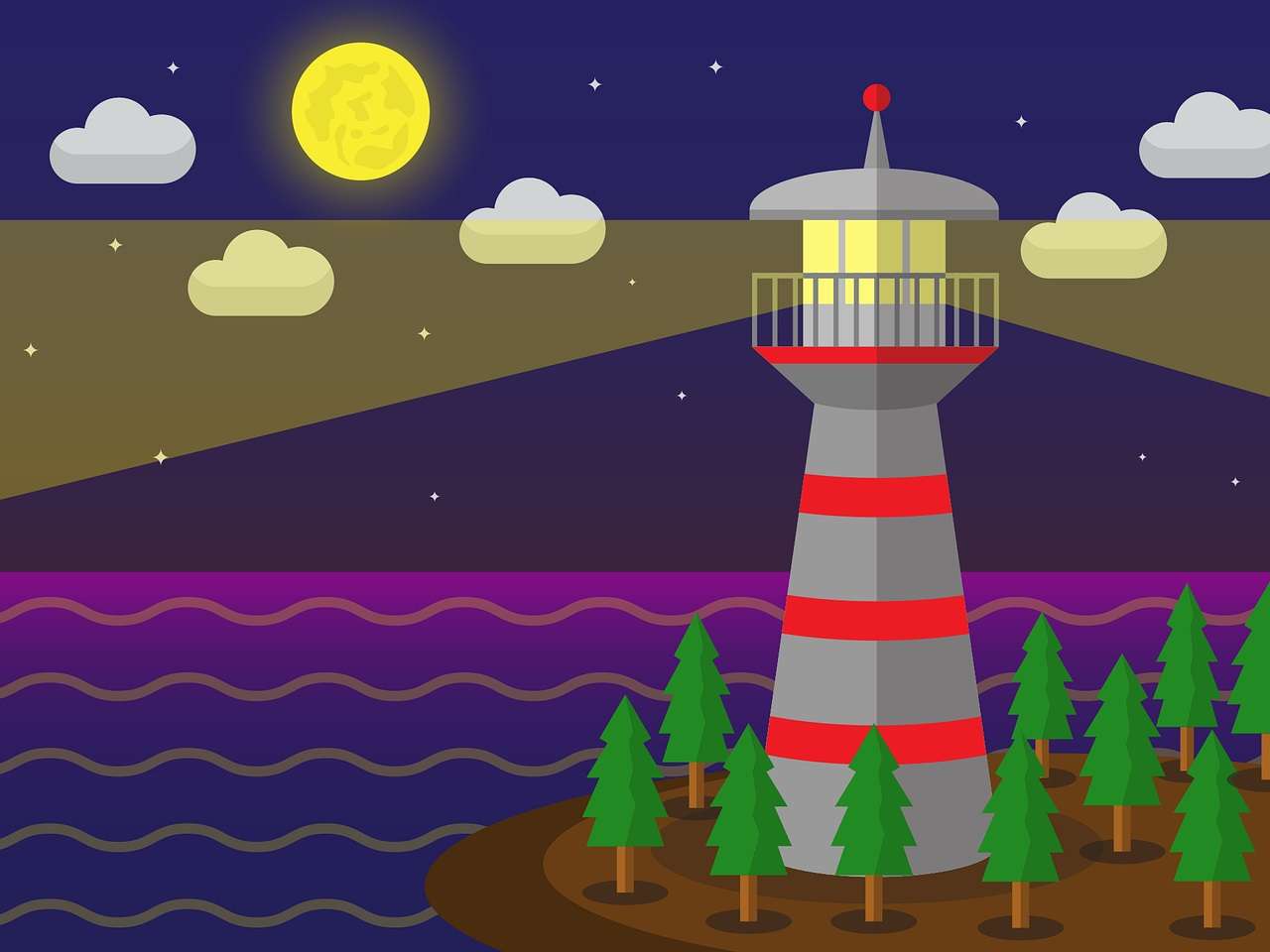 latarnia morska w nocy puzzle online