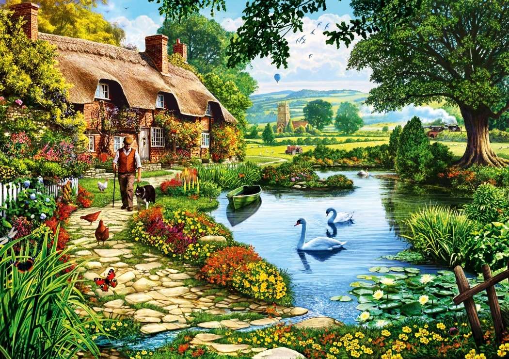 Dom pod strzecha przy jeziorze puzzle online