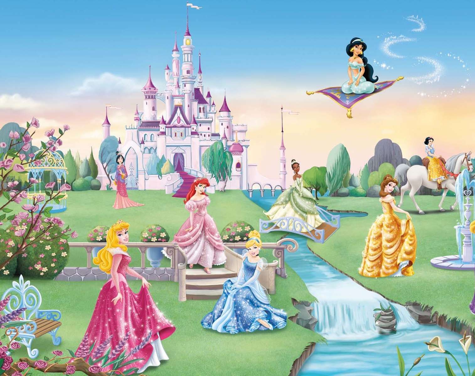 Pałac Disneya z postaciami z bajek puzzle online