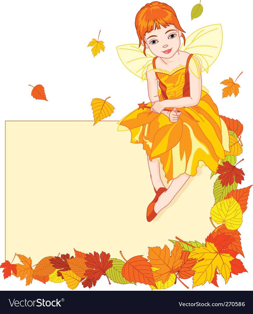 Autumn fairy place card vector image puzzle online