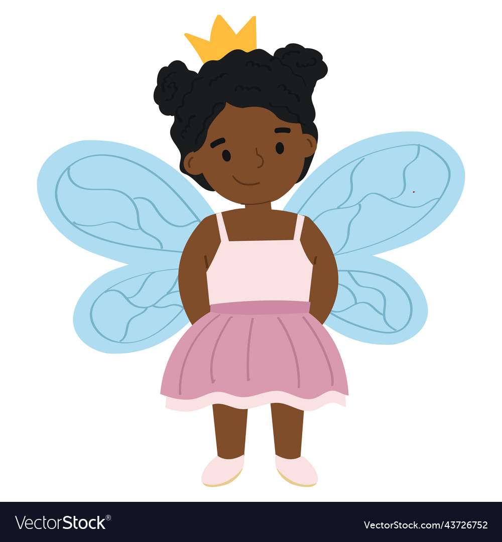Cute african american girl dressed as a fairy vect puzzle online