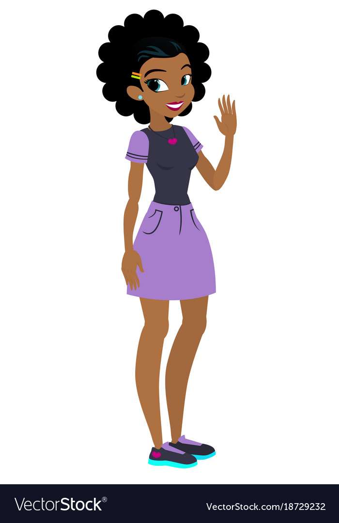 Teenager african american girl with black vector i puzzle online