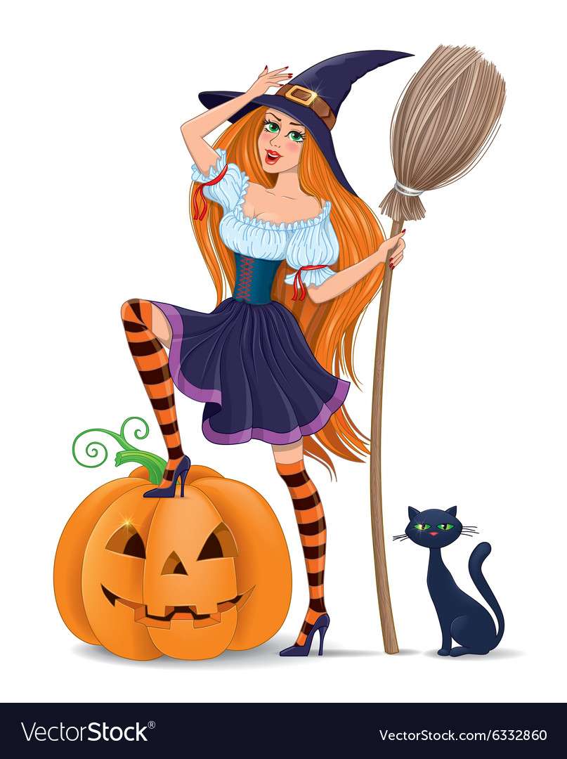 Halloween girl vector image puzzle online
