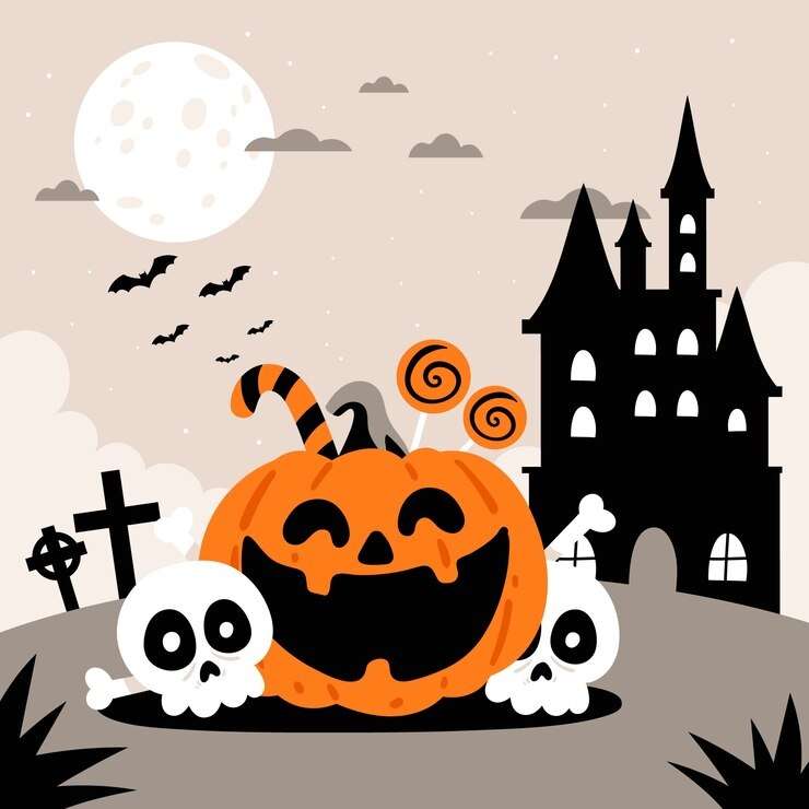Halloweenowa dynia z cukierkami puzzle online