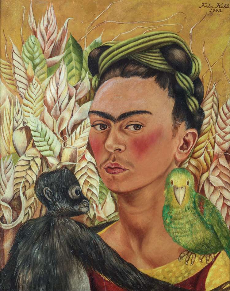 Autoportret z małpą i papugą puzzle online