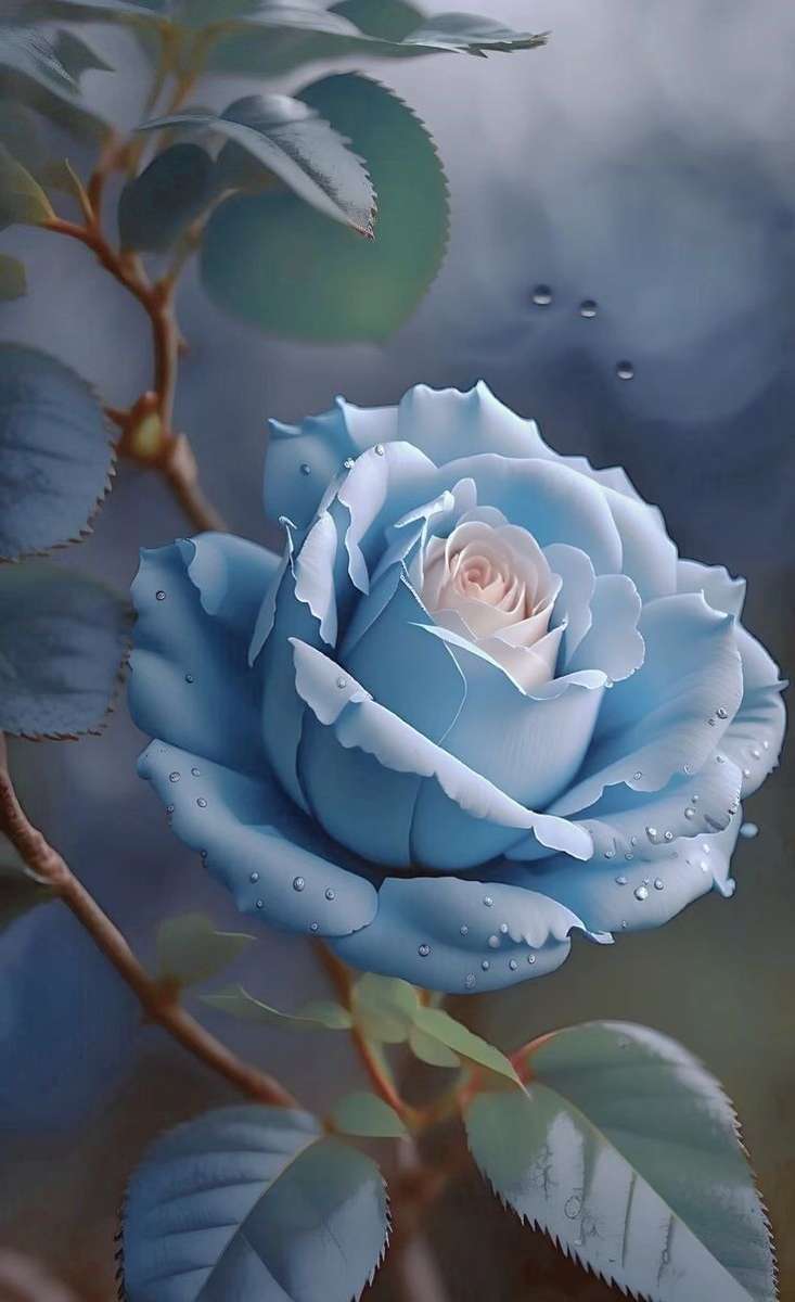 niebieska róża puzzle online