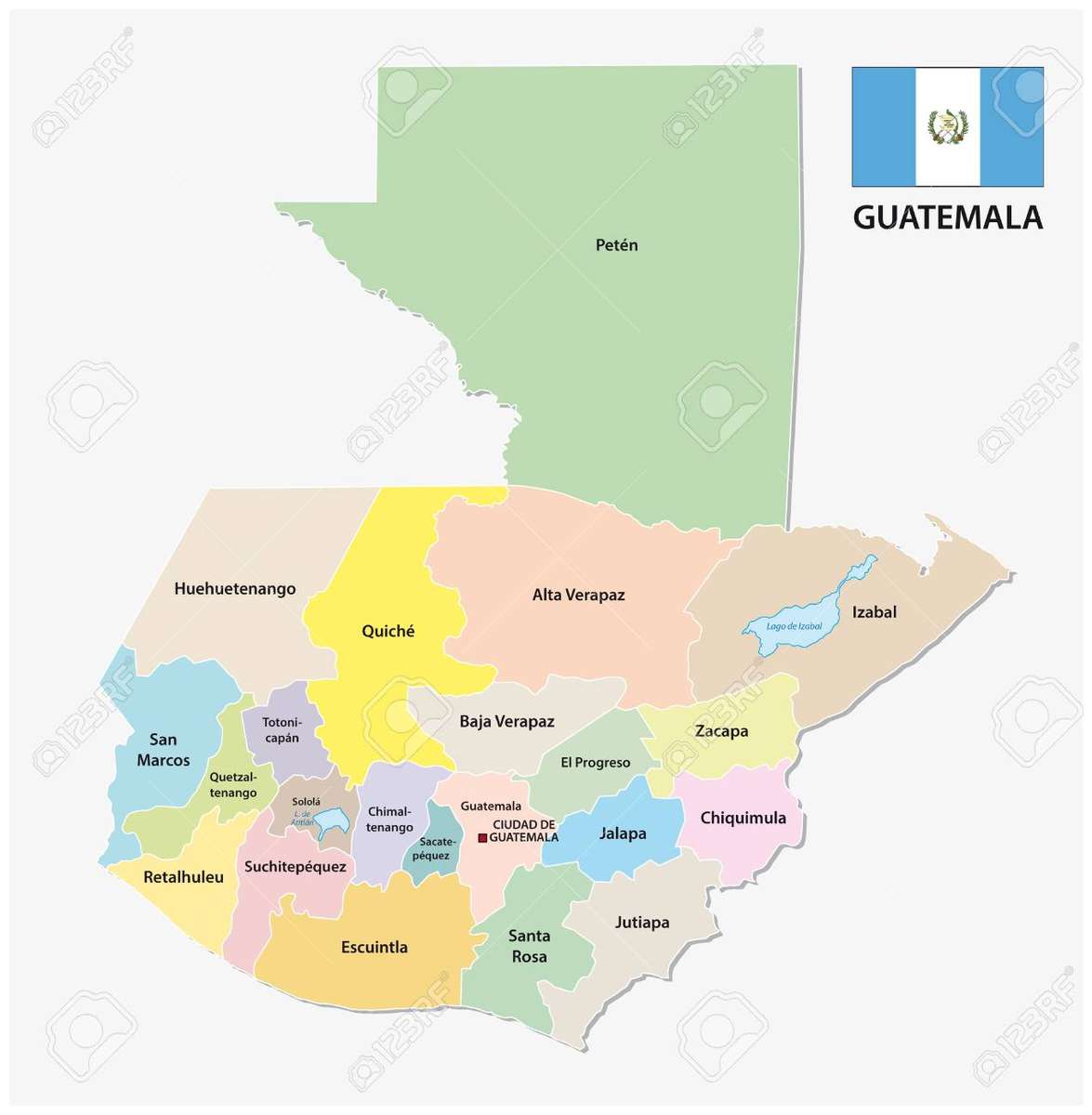 Mapa Gwatemali puzzle online