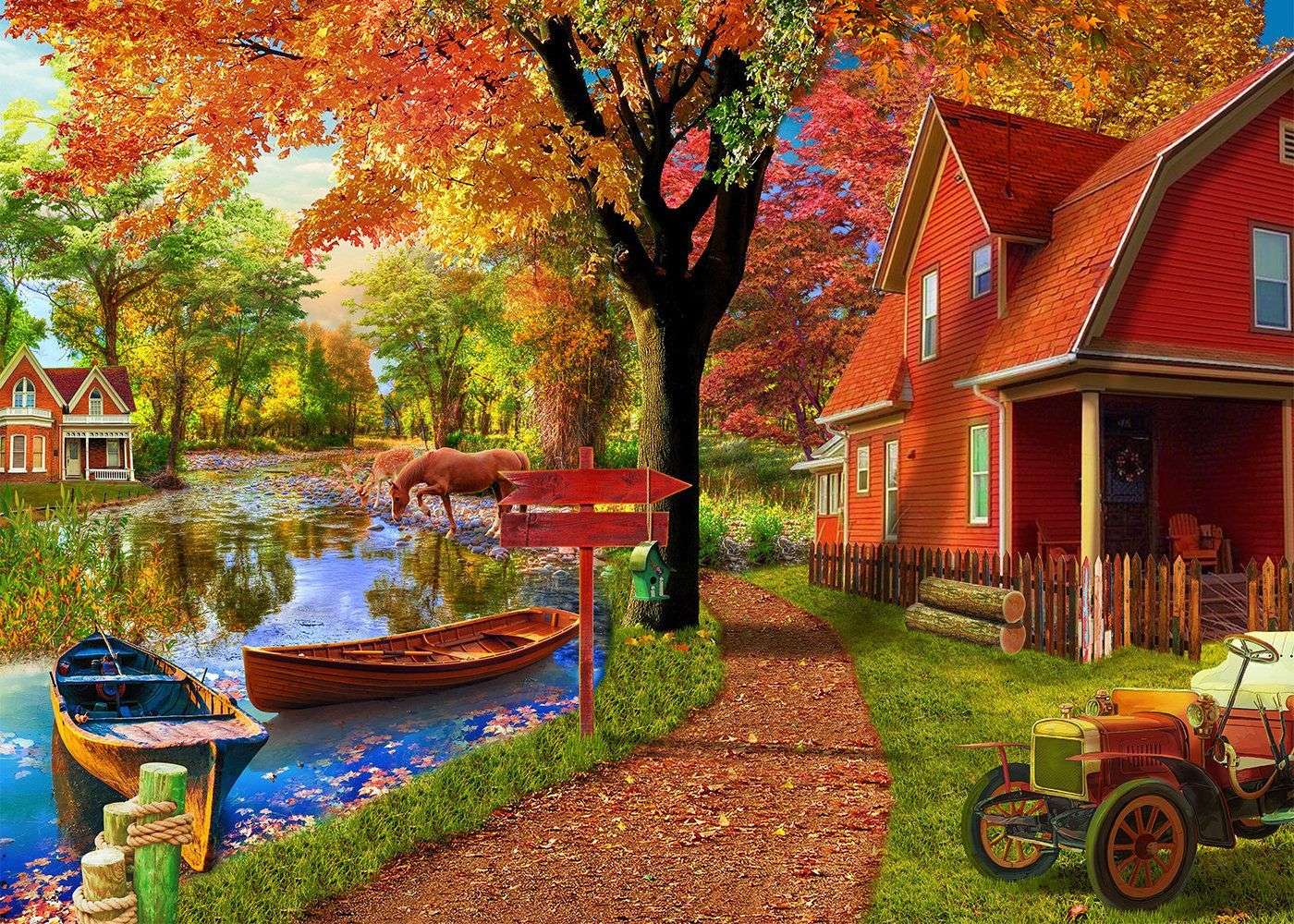 Jesienna wioska puzzle online