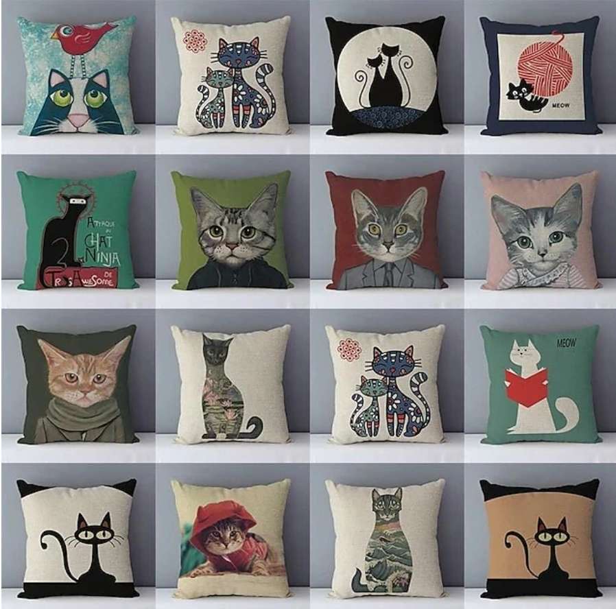 poduszki z nadrukiem kotów puzzle online