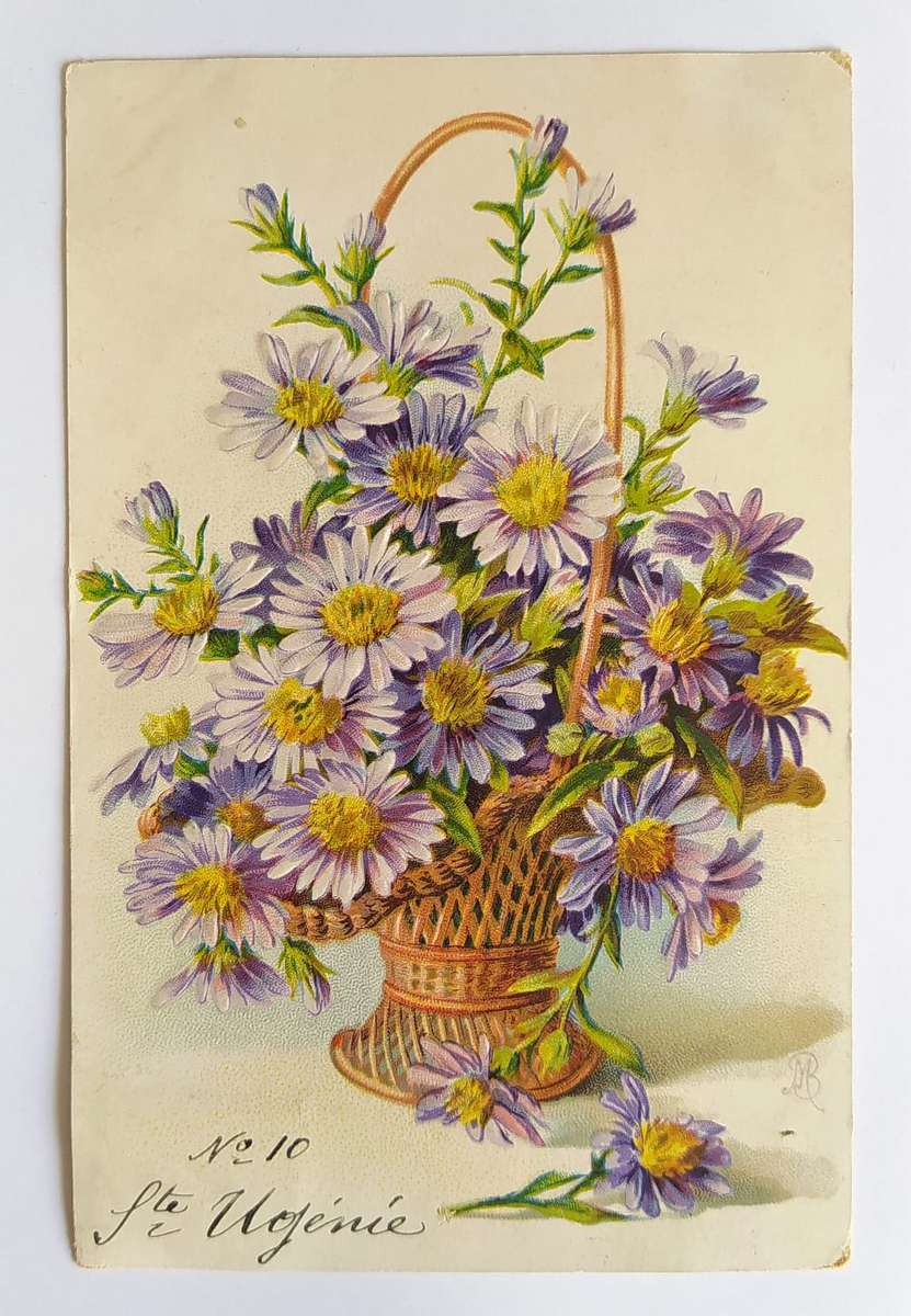 starodawna pocztówka z kwiatami puzzle online