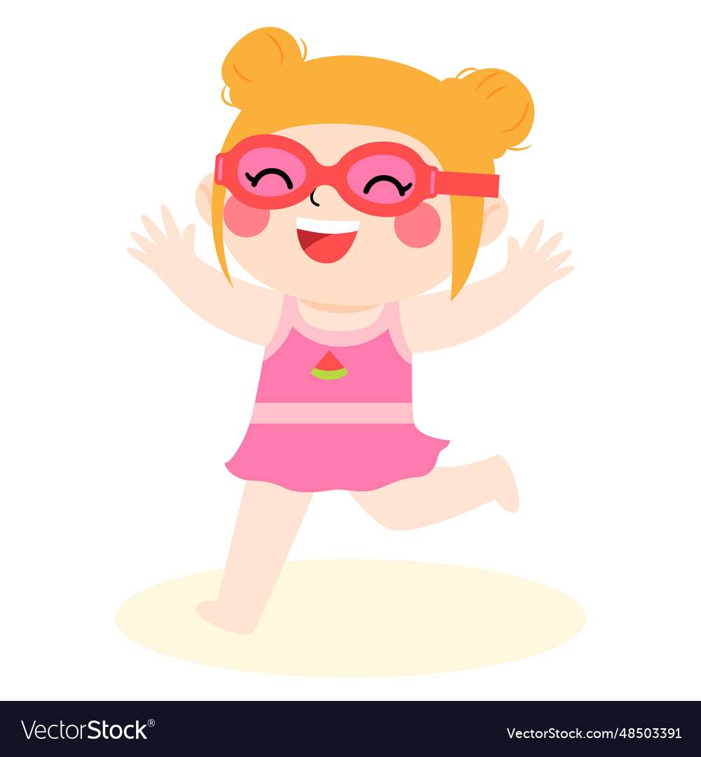 Happy kid on the beach cartoon vector image puzzle online