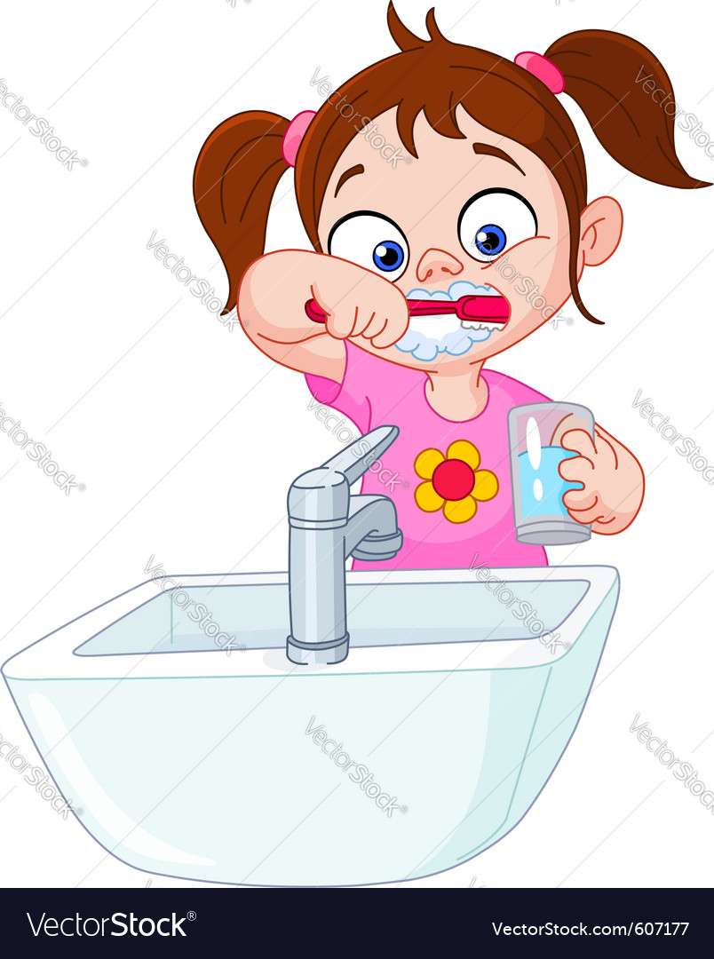 Girl brushing teeth vector image puzzle online