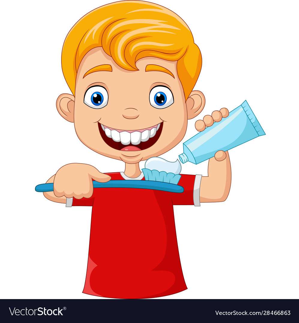 Cute little boy brushing teeth vector image puzzle online