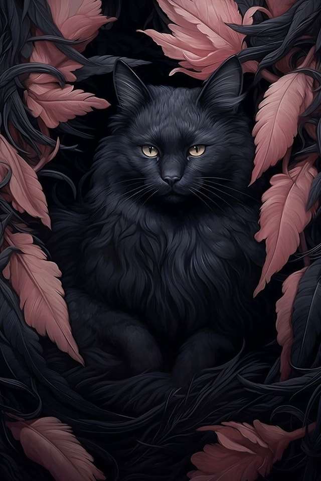 Piękny czarny kot puzzle online