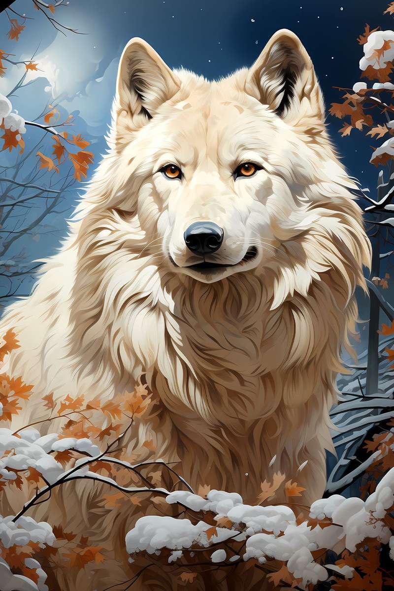 biały wilk puzzle online