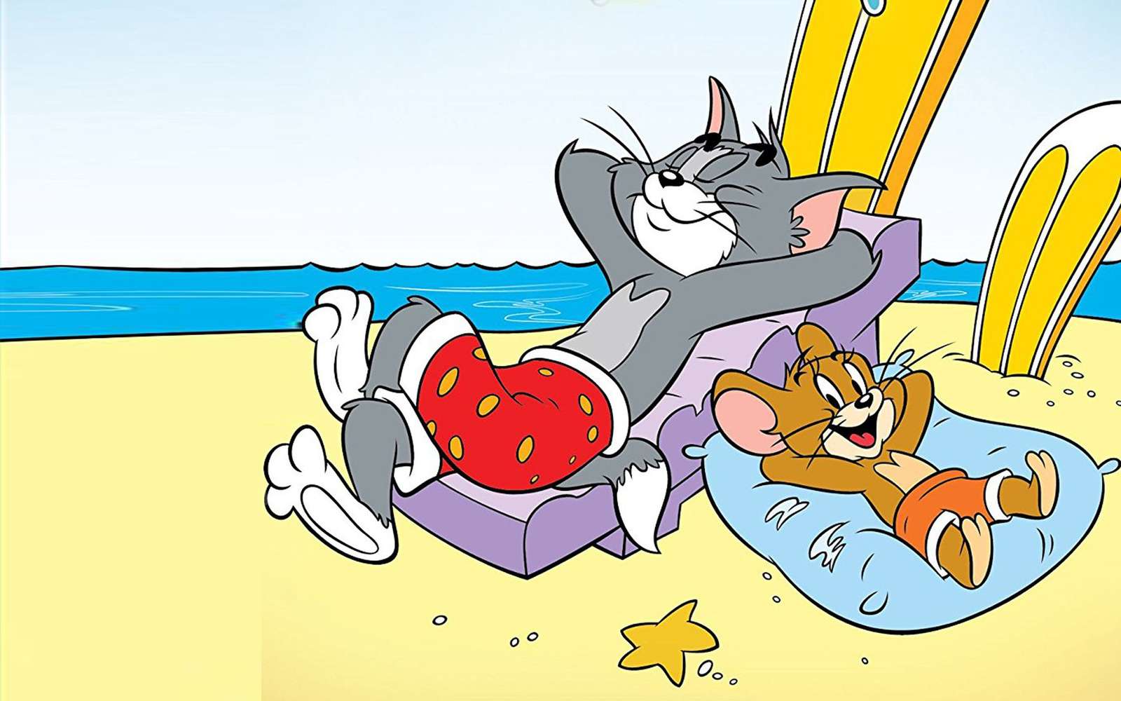 Wakacje na plaży Toma i Jerry'ego puzzle online