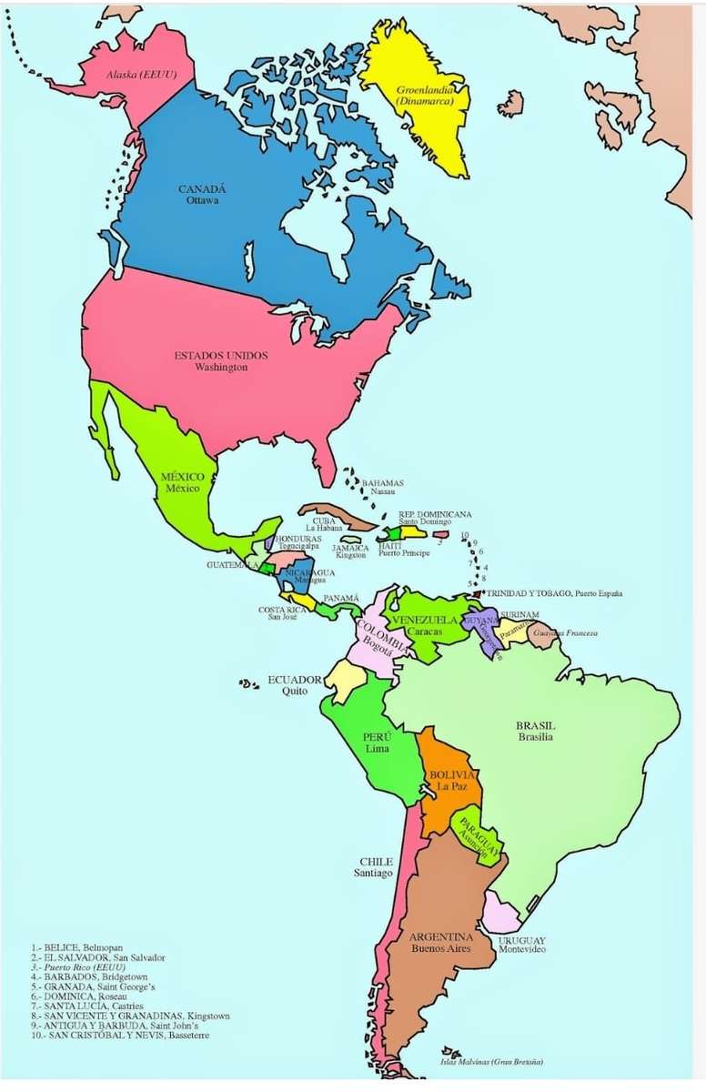 Puzzle z mapą Ameryki puzzle online