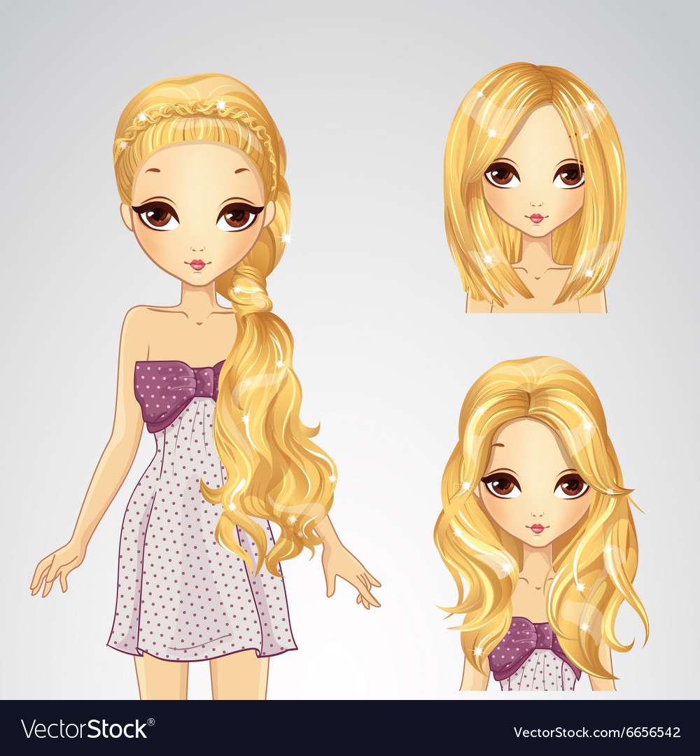 Beautiful girl and collection of hairstyles vector puzzle online