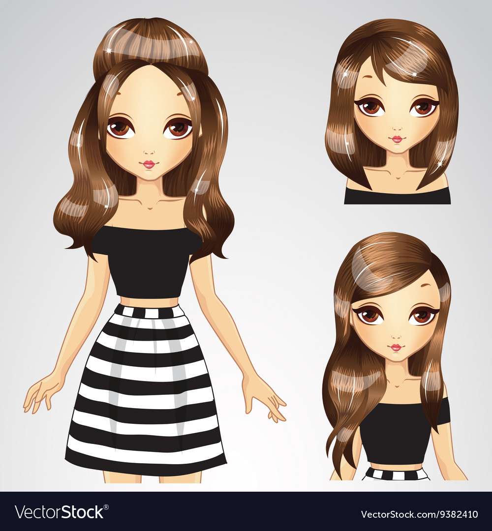 Hair set girl in white black dress vector image puzzle online