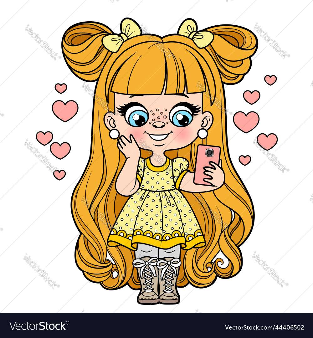 Cute cartoon long haired girl talking vector image puzzle online