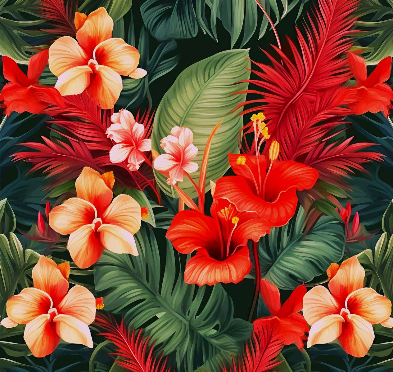 Cudowne kwiaty tropikalne (obraz) puzzle online