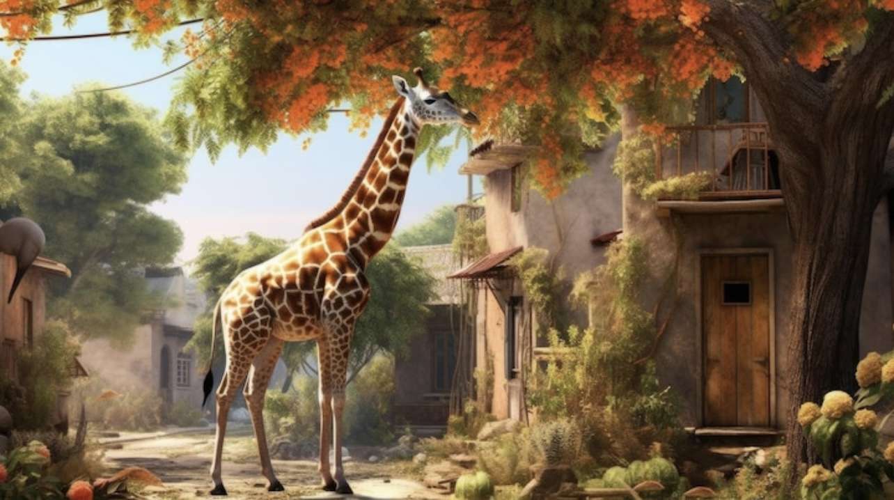 urocza żyrafa puzzle online