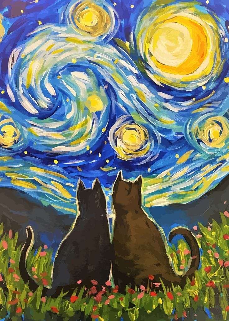 koty patrzące w niebo puzzle online