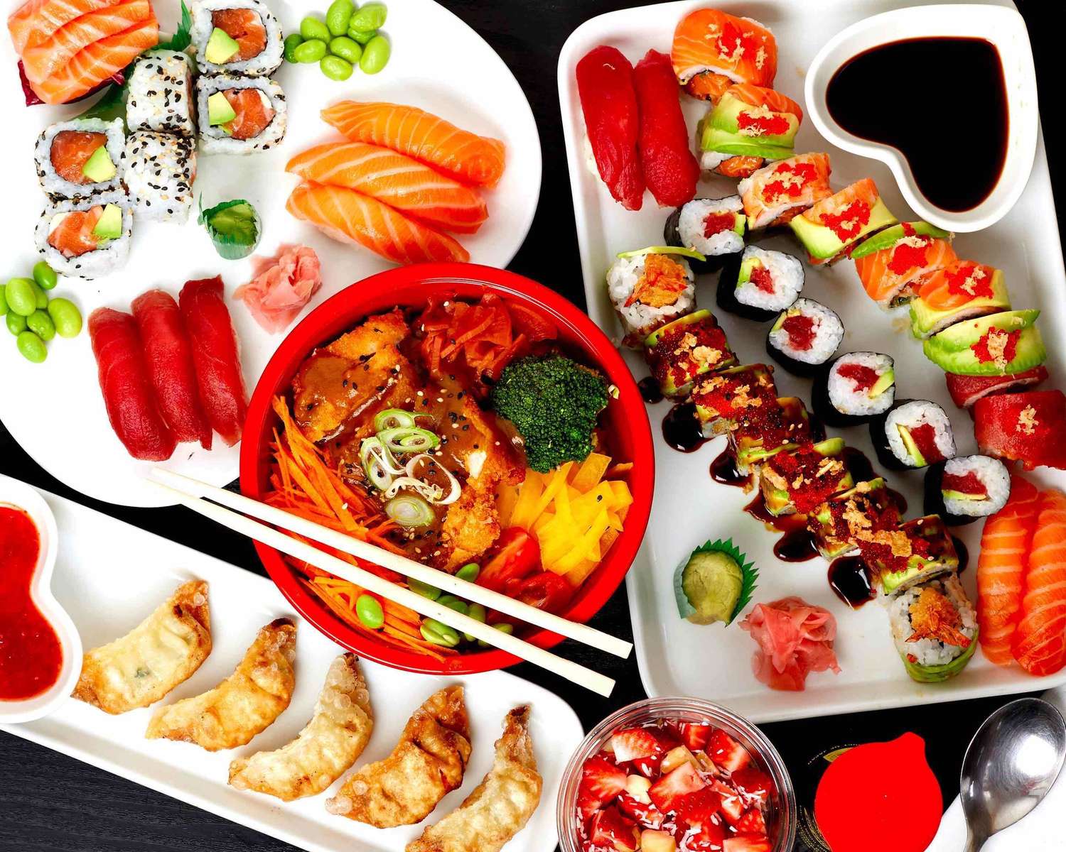 Kolorowa kolacja sushi puzzle online