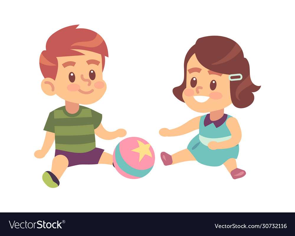 Boy and girl play together cute little vector imag puzzle online