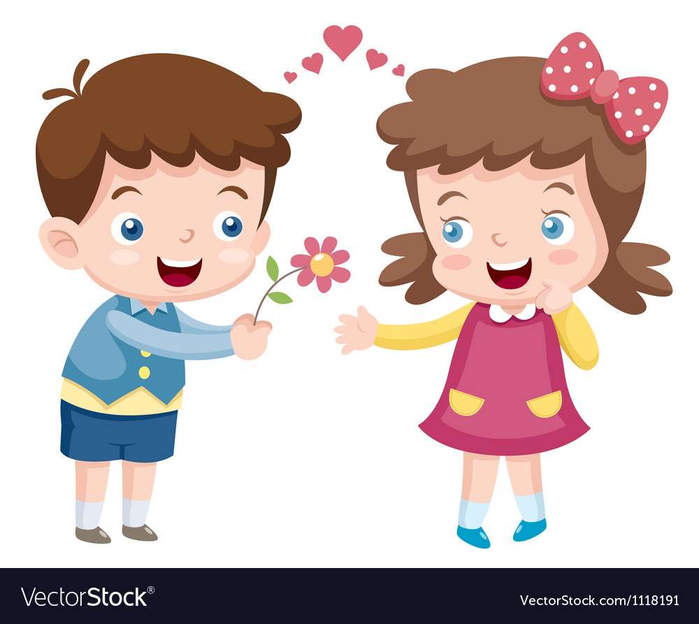 Boy and girl vector image puzzle online