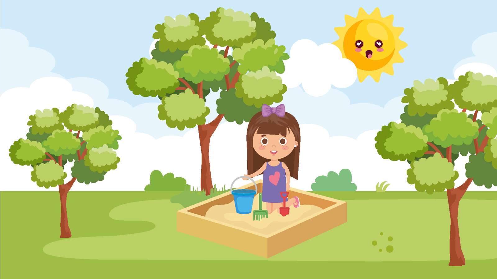mała dziewczynka bawiąca się w parku puzzle online