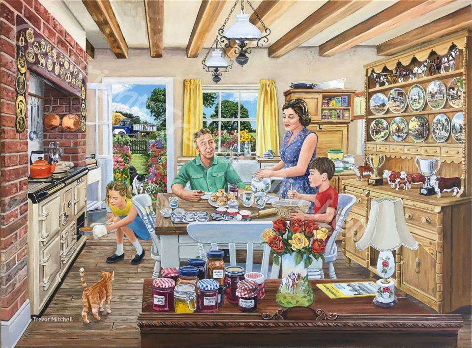 Posiłek rodzinny w kuchni puzzle online