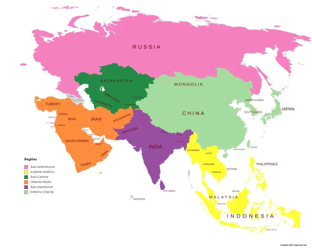 Regionalizacja kontynentu azjatyckiego puzzle online